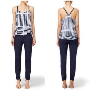 Waverly Grey Blue/White Striped Racerback Tank Top
